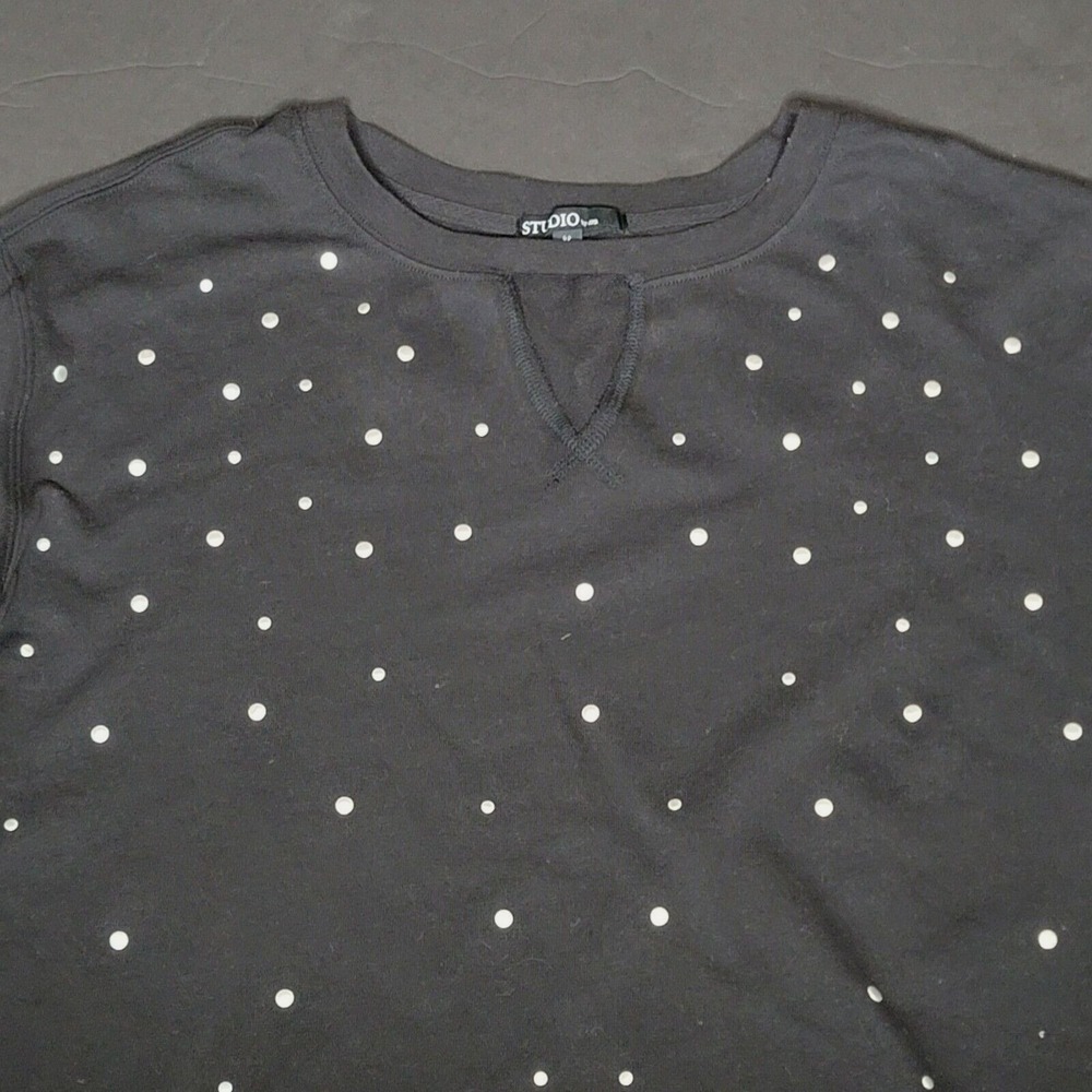 Studio by JPR Lightweight Sweatshirt Black Cropped Studded Crew Neck Pullover M